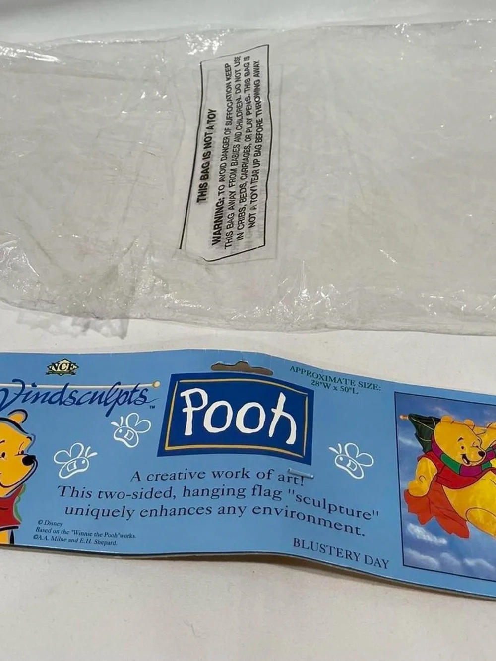 1997 Winnie the Pooh Bluster Day Windsculps Yard Flag